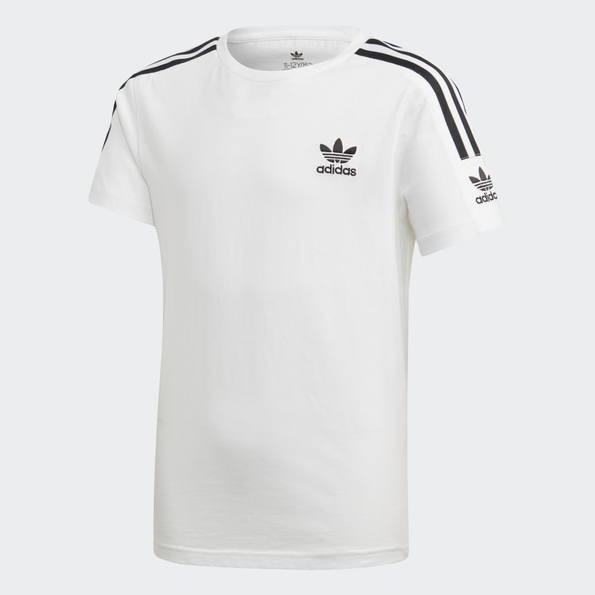 CAMISETA ADIDAS Blanca Básica bandas laterales. -